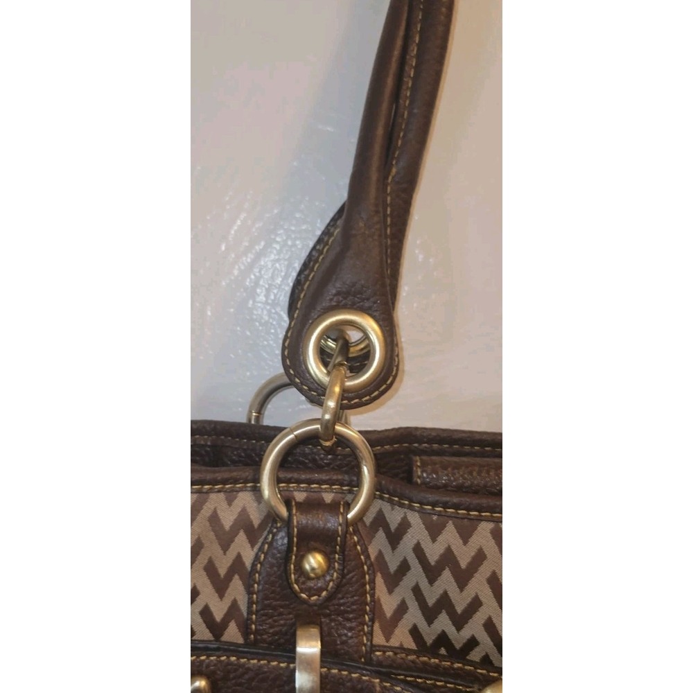 Vtg Y2K Wilson Leather Brown Signature Belt Accent Leather Trim Shoulder Handbag - Picture 3 of 8